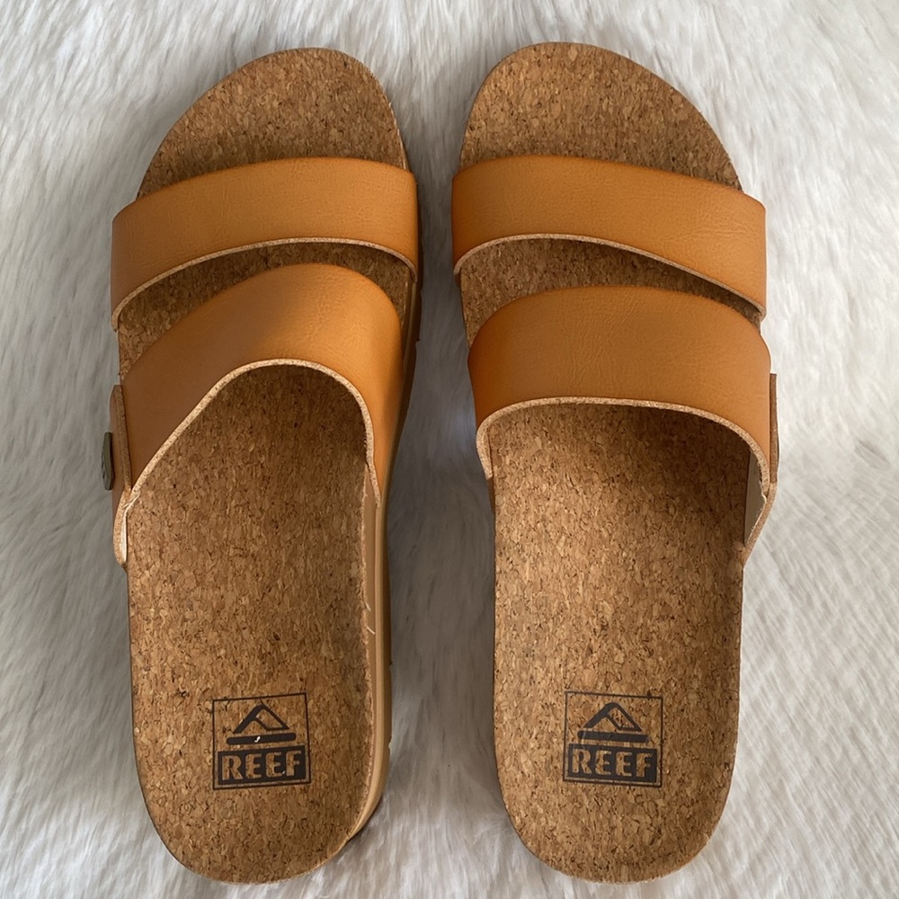 REEF Vista Higher Two Strap Slide Tan Sandals - Picture 4 of 11